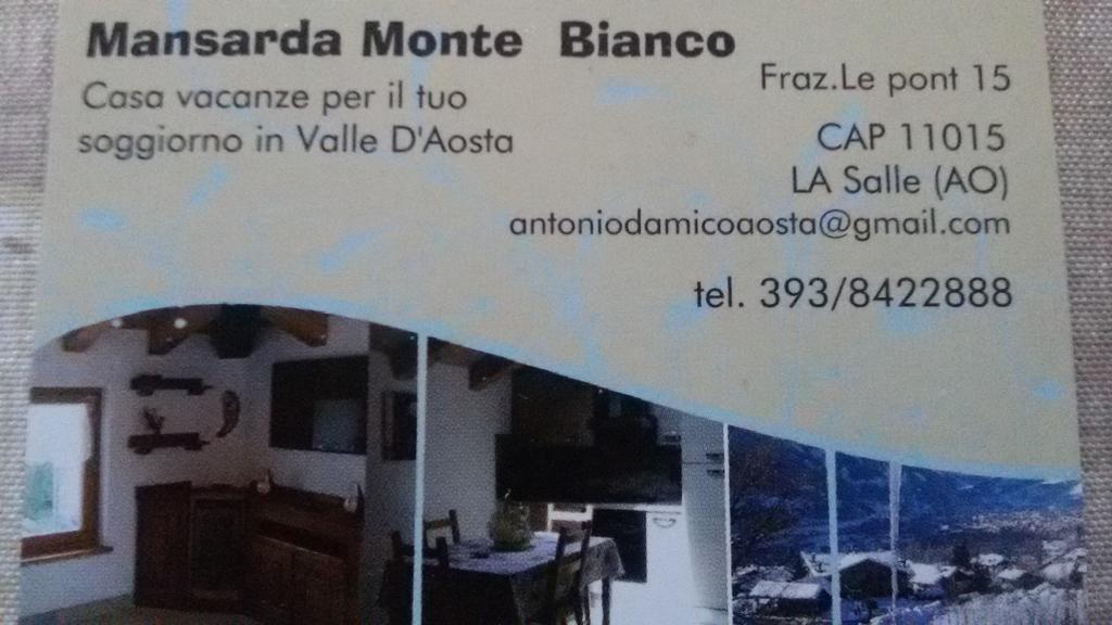 Apartmán Mansarda Monte Bianco La Salle Exteriér fotografie